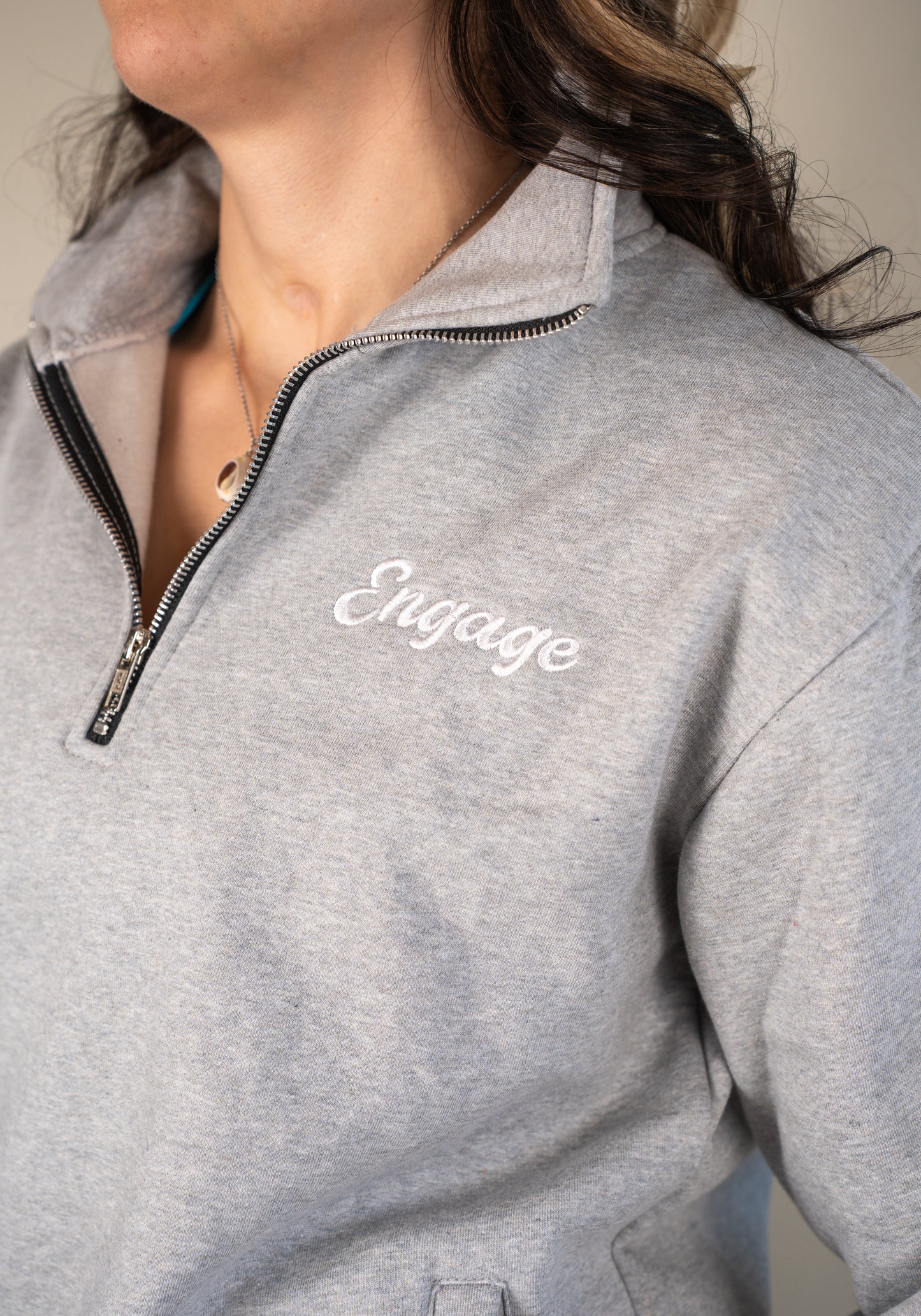 Legacy Quarter Zip Sweater Stone Grey