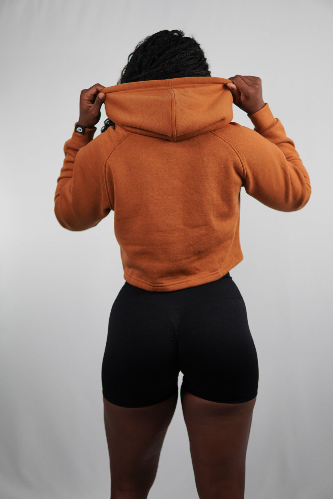 Female Performance Cropped Hoodie Light Brown