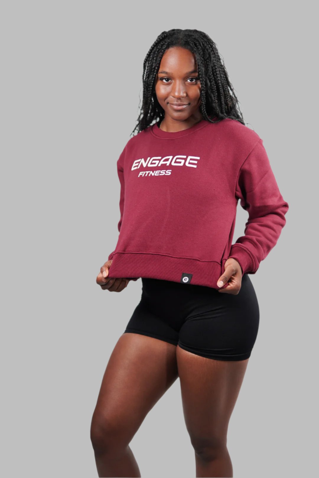 Female Cropped Crewneck Maroon