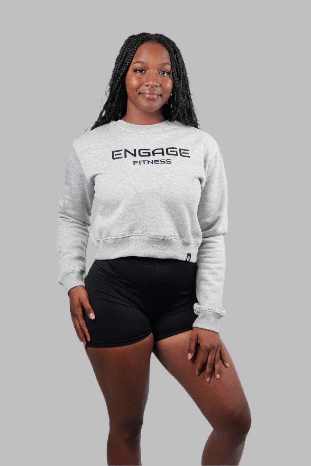 Female Cropped Crewneck Light Grey
