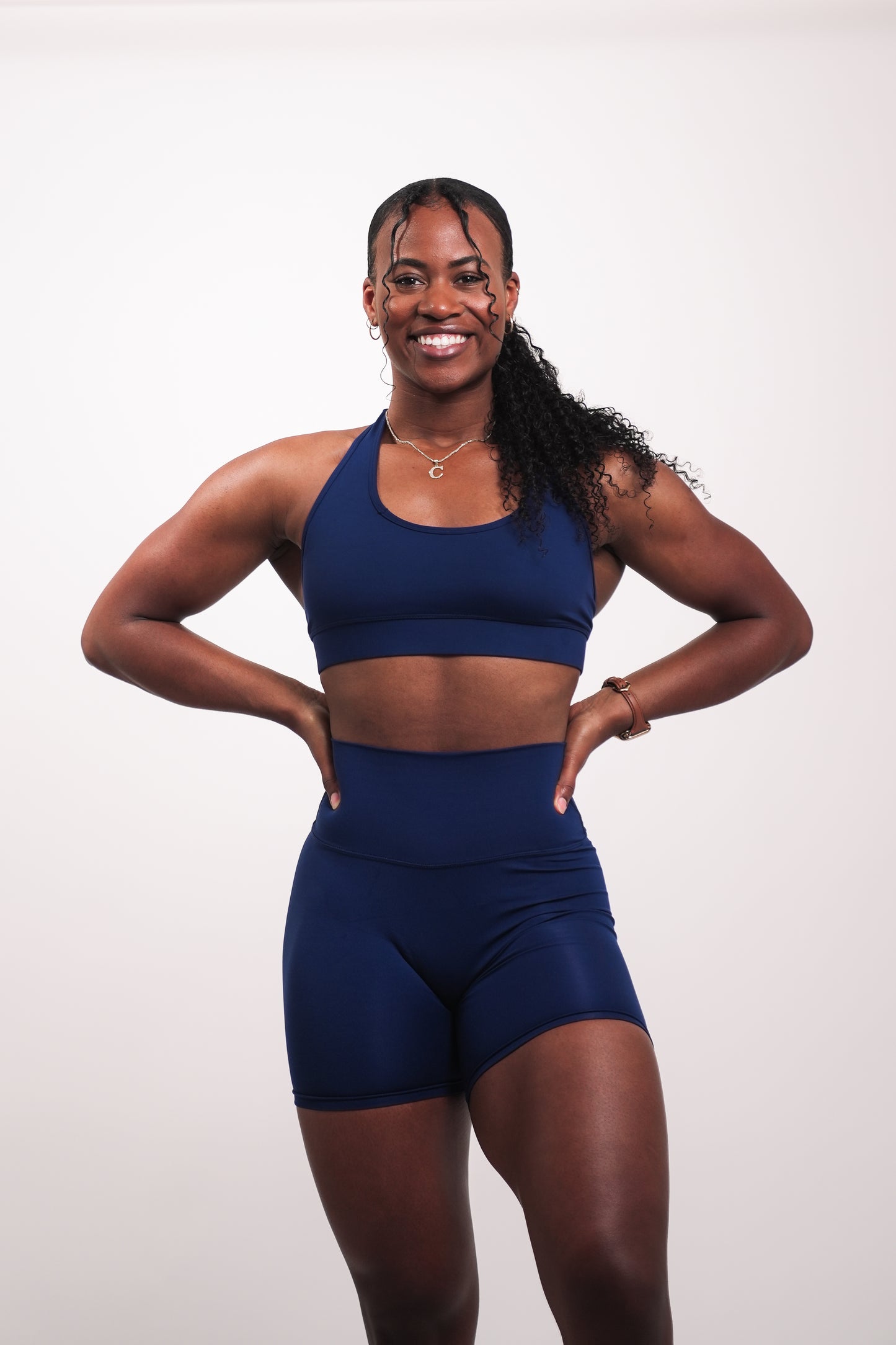 Female Dynamic Halter Sports Bra Naval
