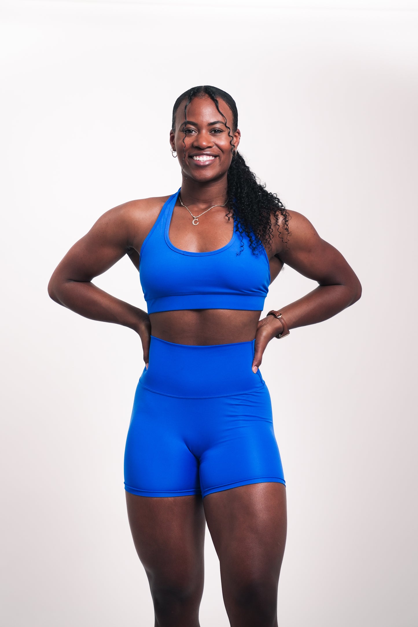 Female Dynamic Halter Sports Bra Sapphire