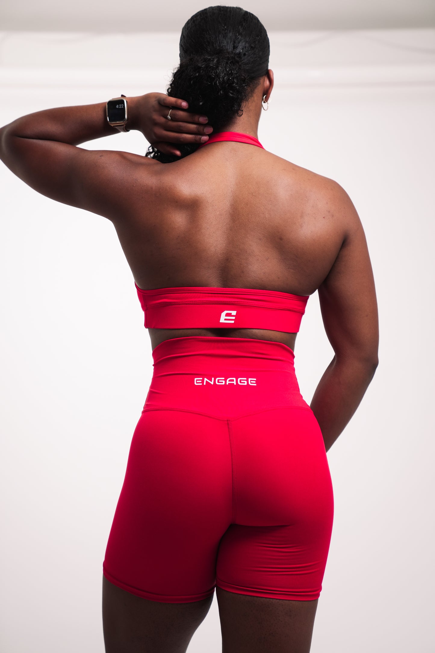 Female Dynamic Halter Sports Bra Cherry