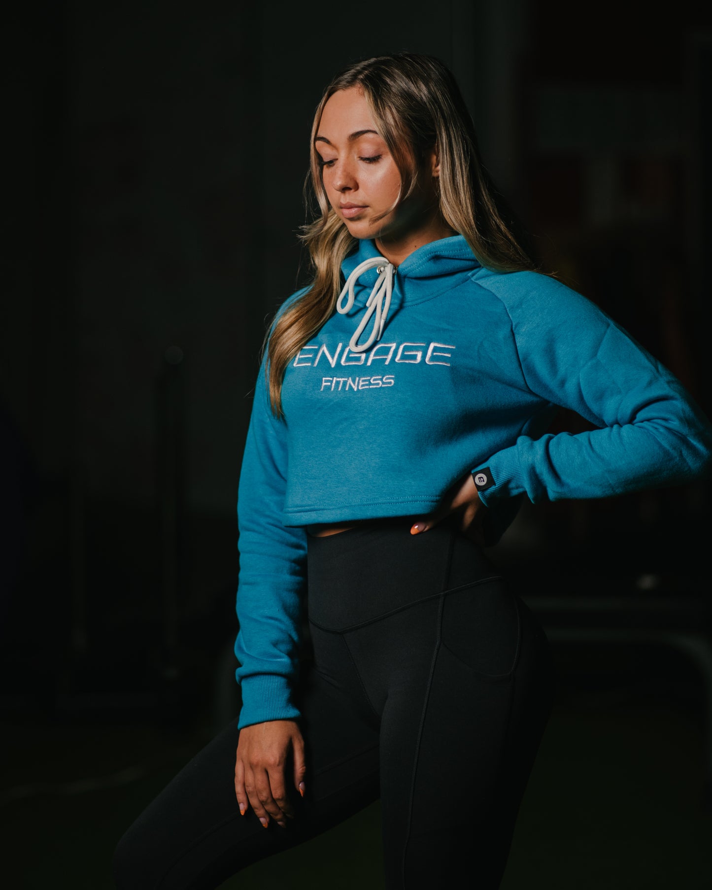 Female Performance Cropped Hoodie Teal