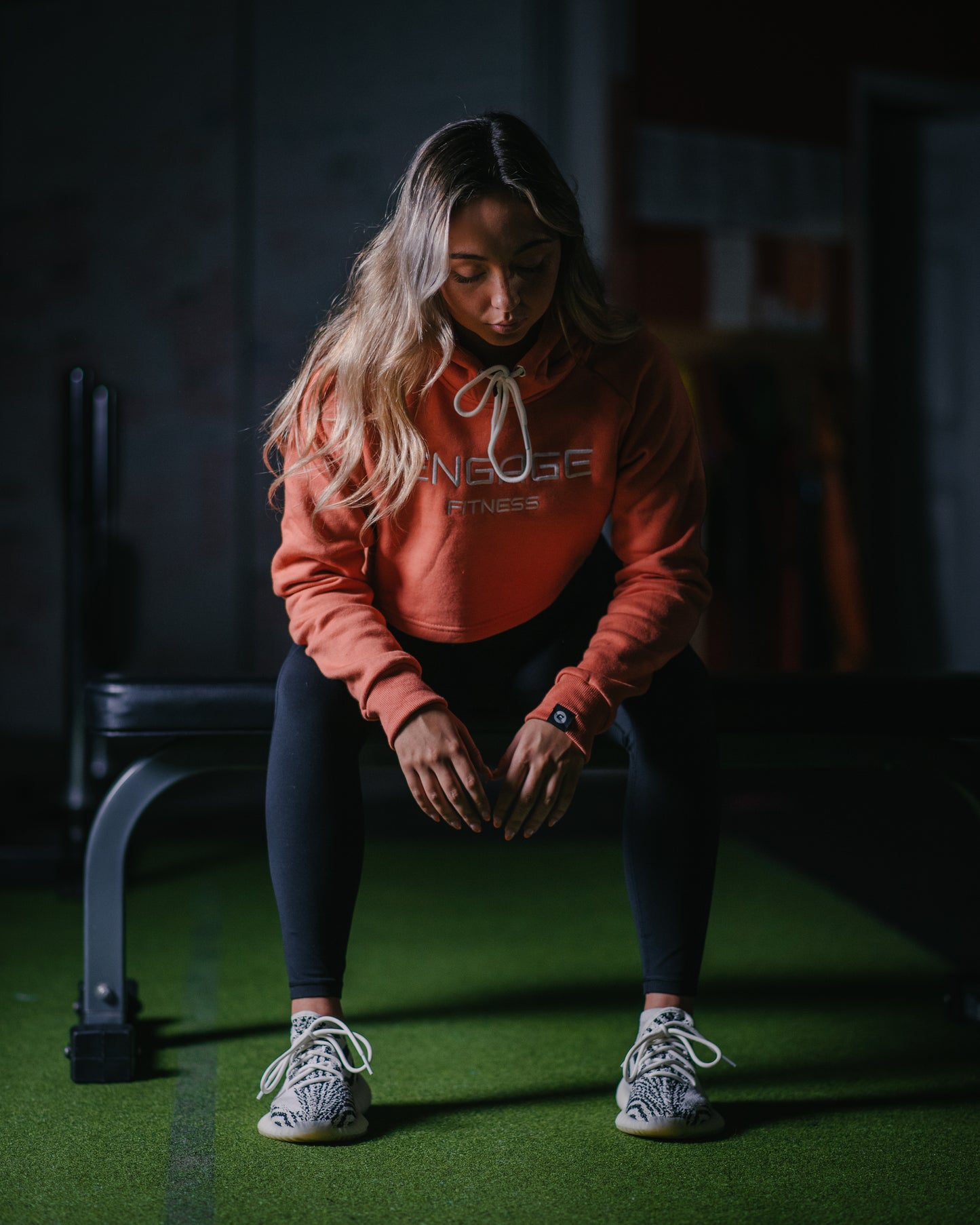 Female Performance Cropped Hoodie Salmon