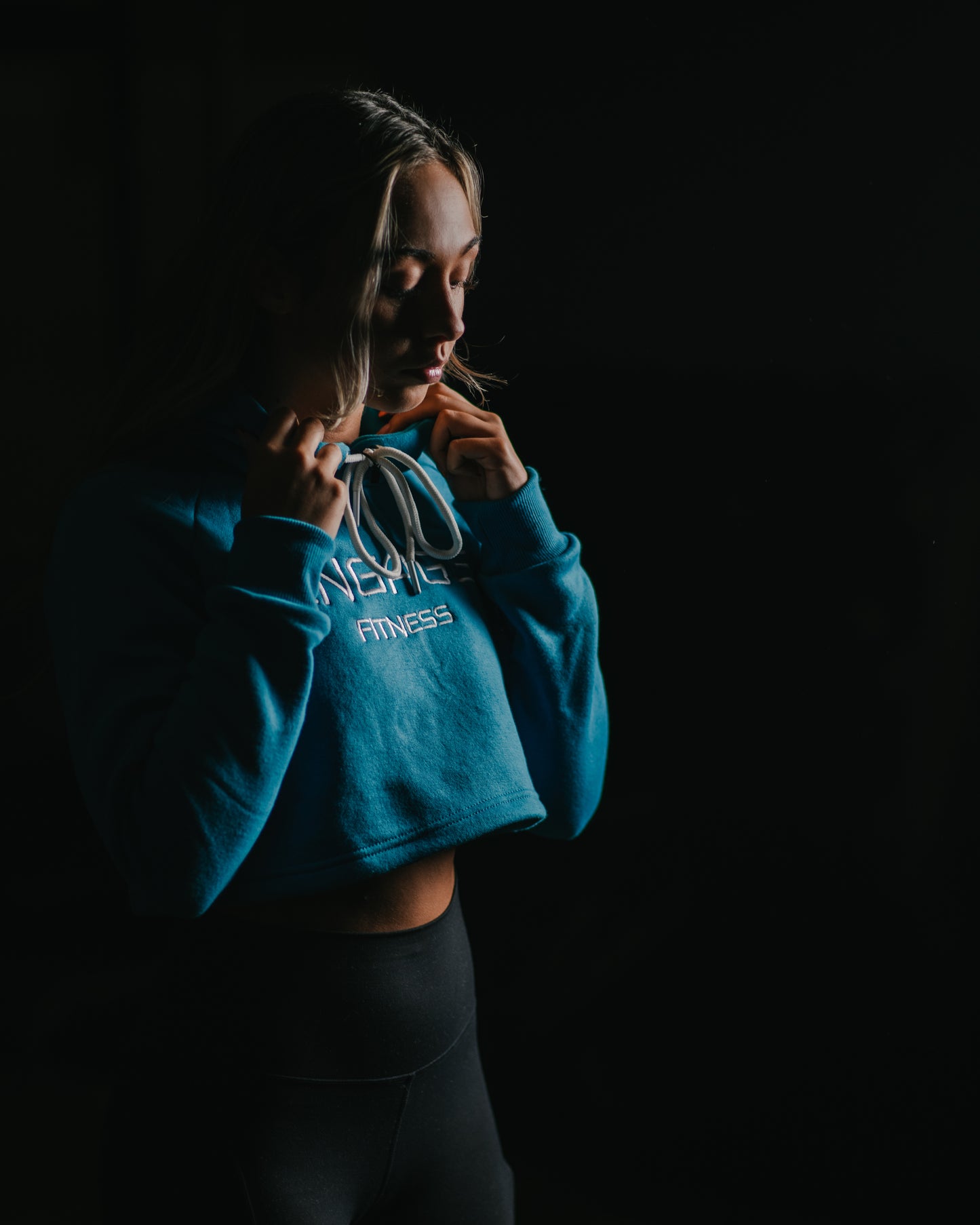 Female Performance Cropped Hoodie Teal