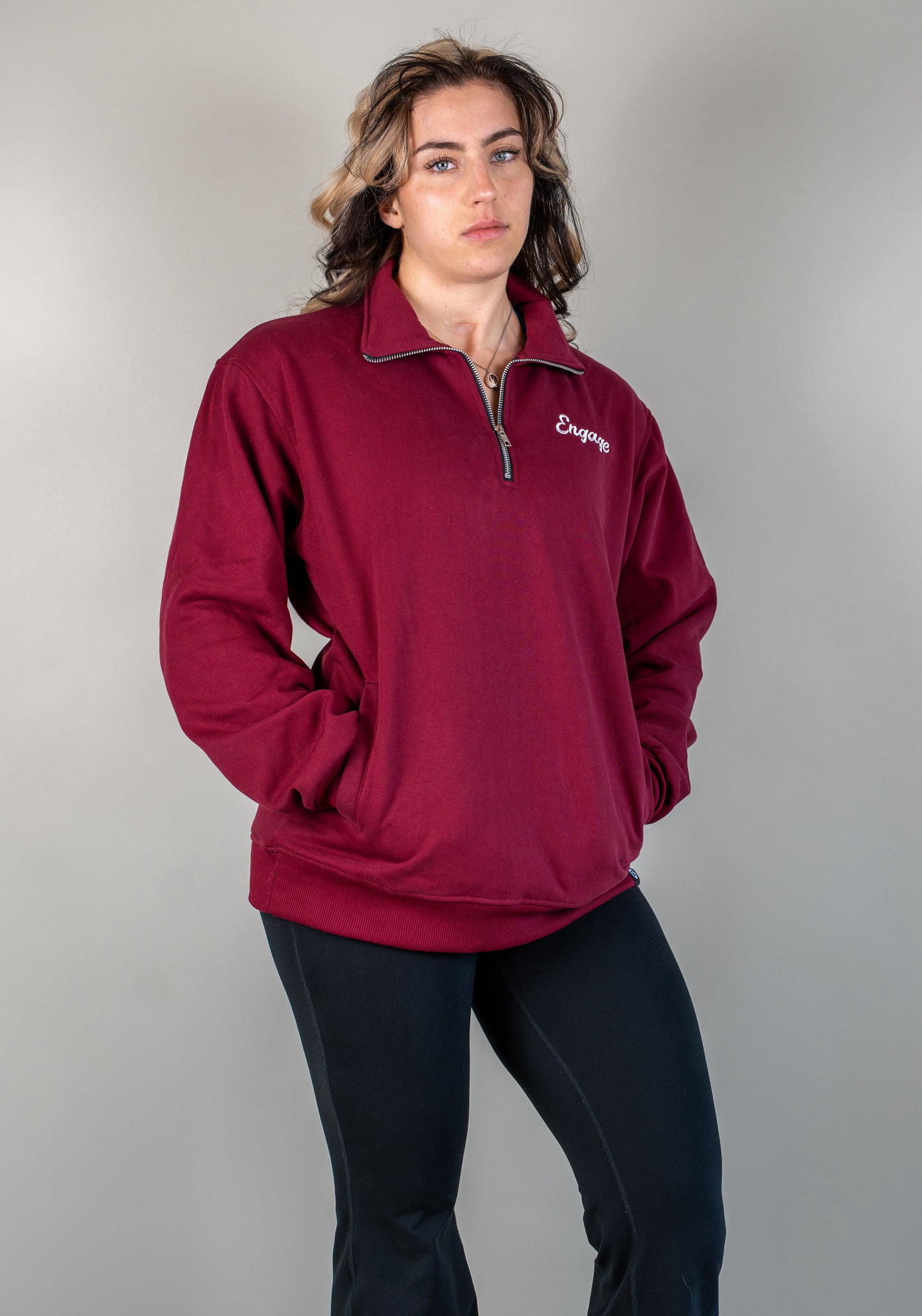 Legacy Quarter Zip Sweater Maroon