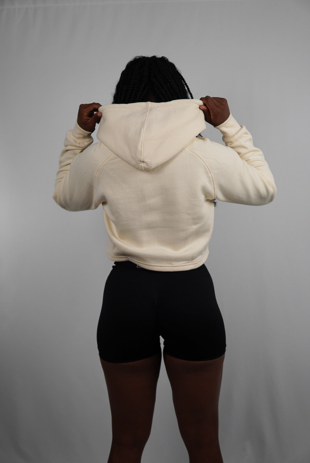 Female Performance Cropped Hoodie Cream