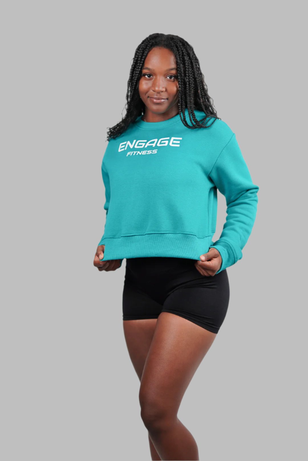 Female Cropped Crewneck Sea Green