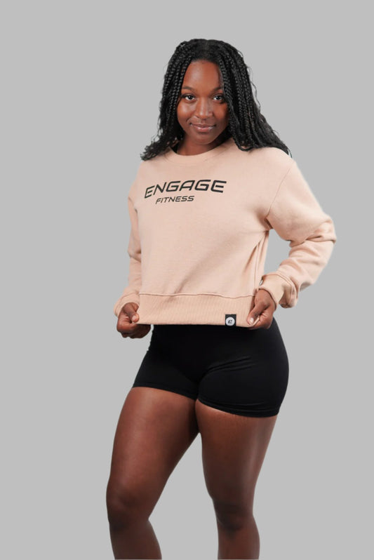 Female Cropped Crewneck Sand