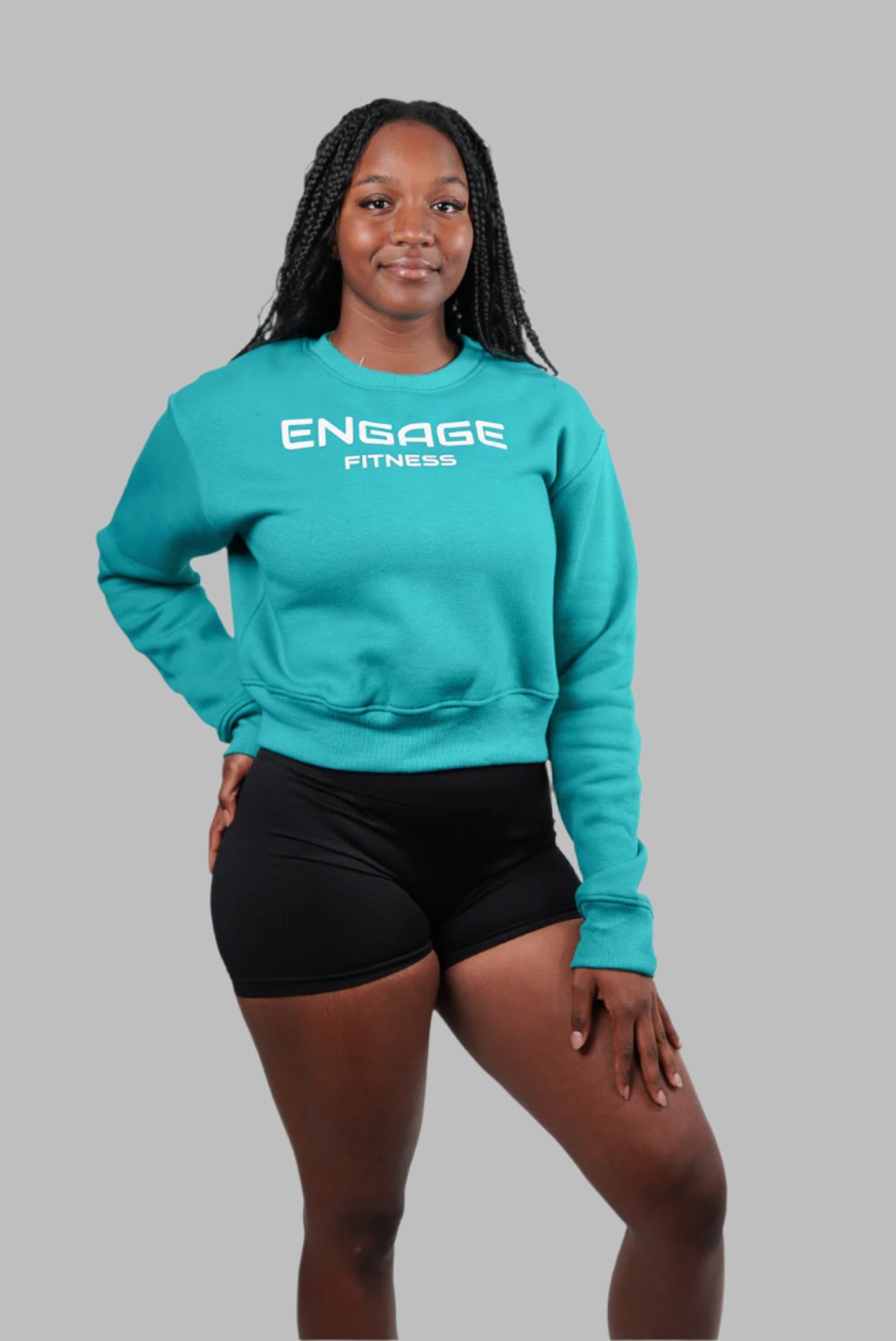 Female Cropped Crewneck Sea Green