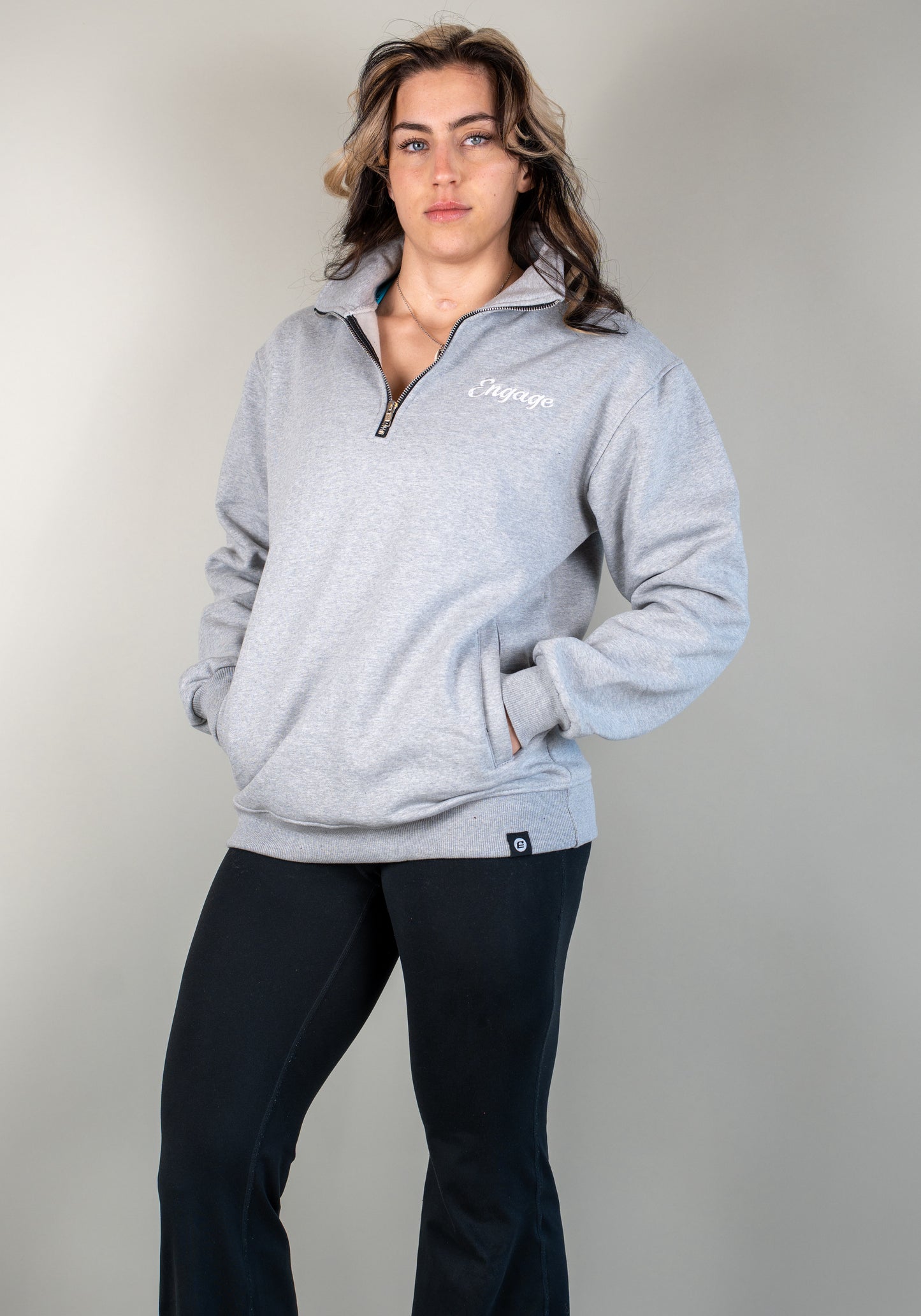 Legacy Quarter Zip Sweater Stone Grey