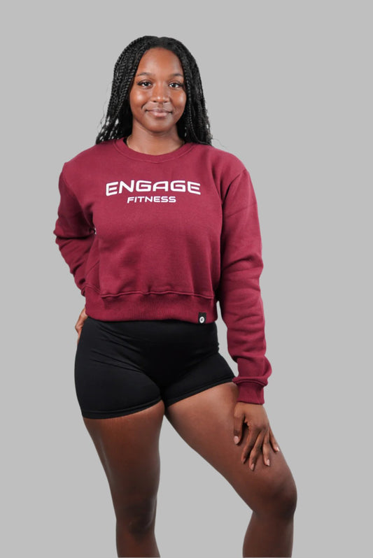 Female Cropped Crewneck Maroon