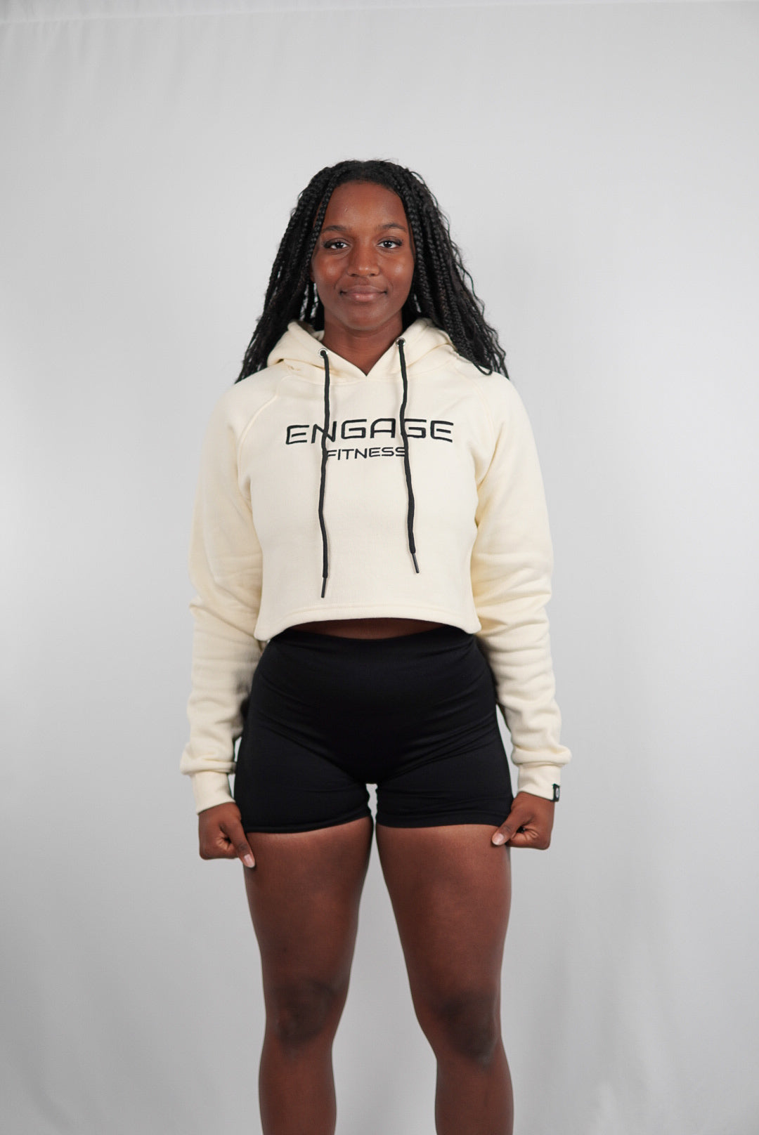 Female Performance Cropped Hoodie Cream