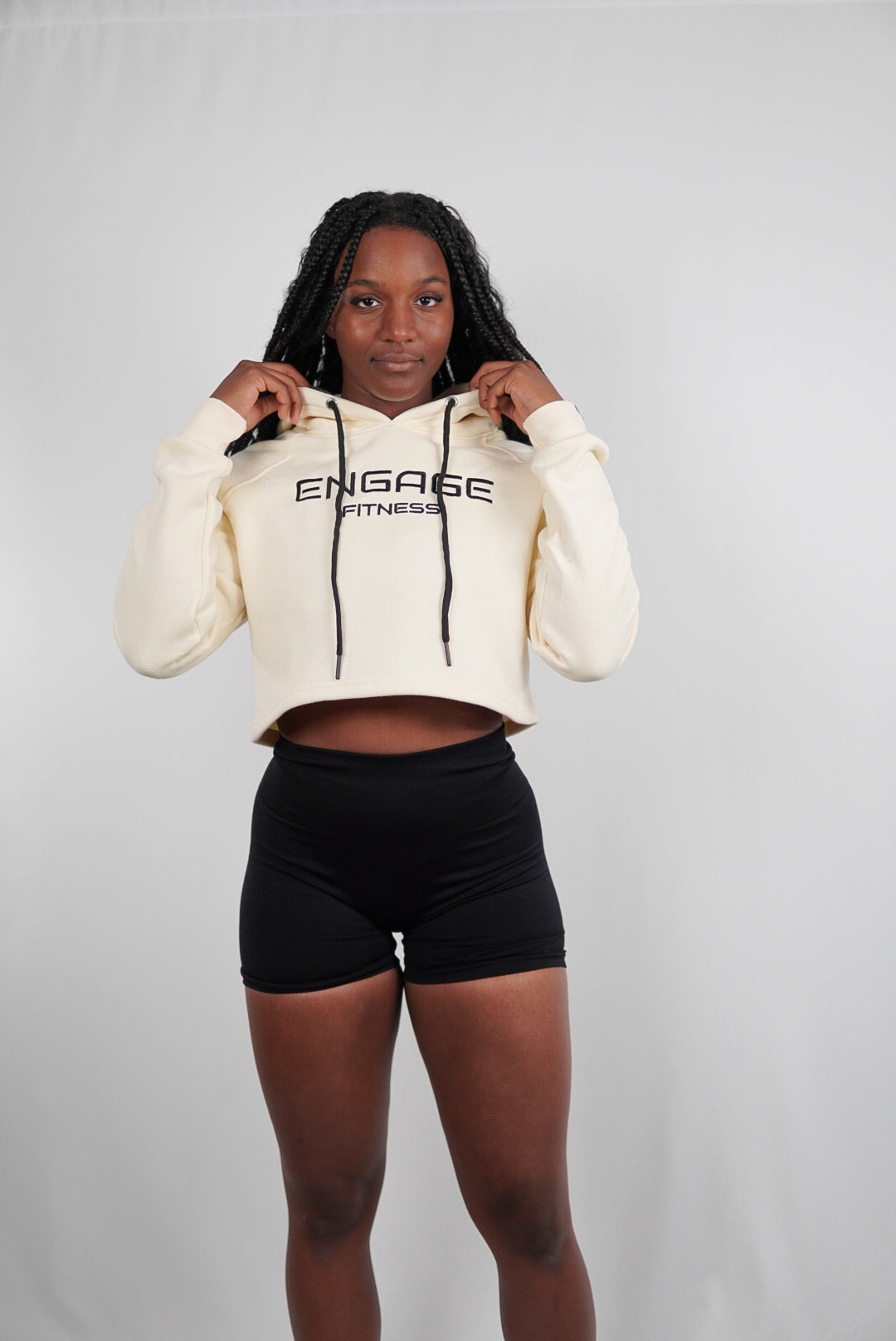 Female Performance Cropped Hoodie Cream