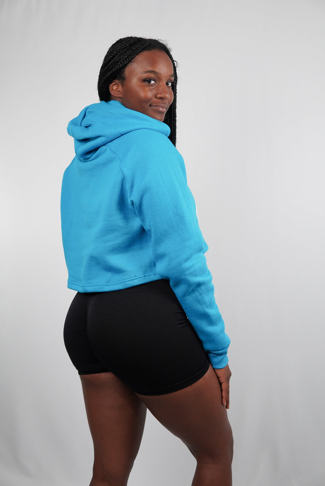 Female Performance Cropped Hoodie Teal