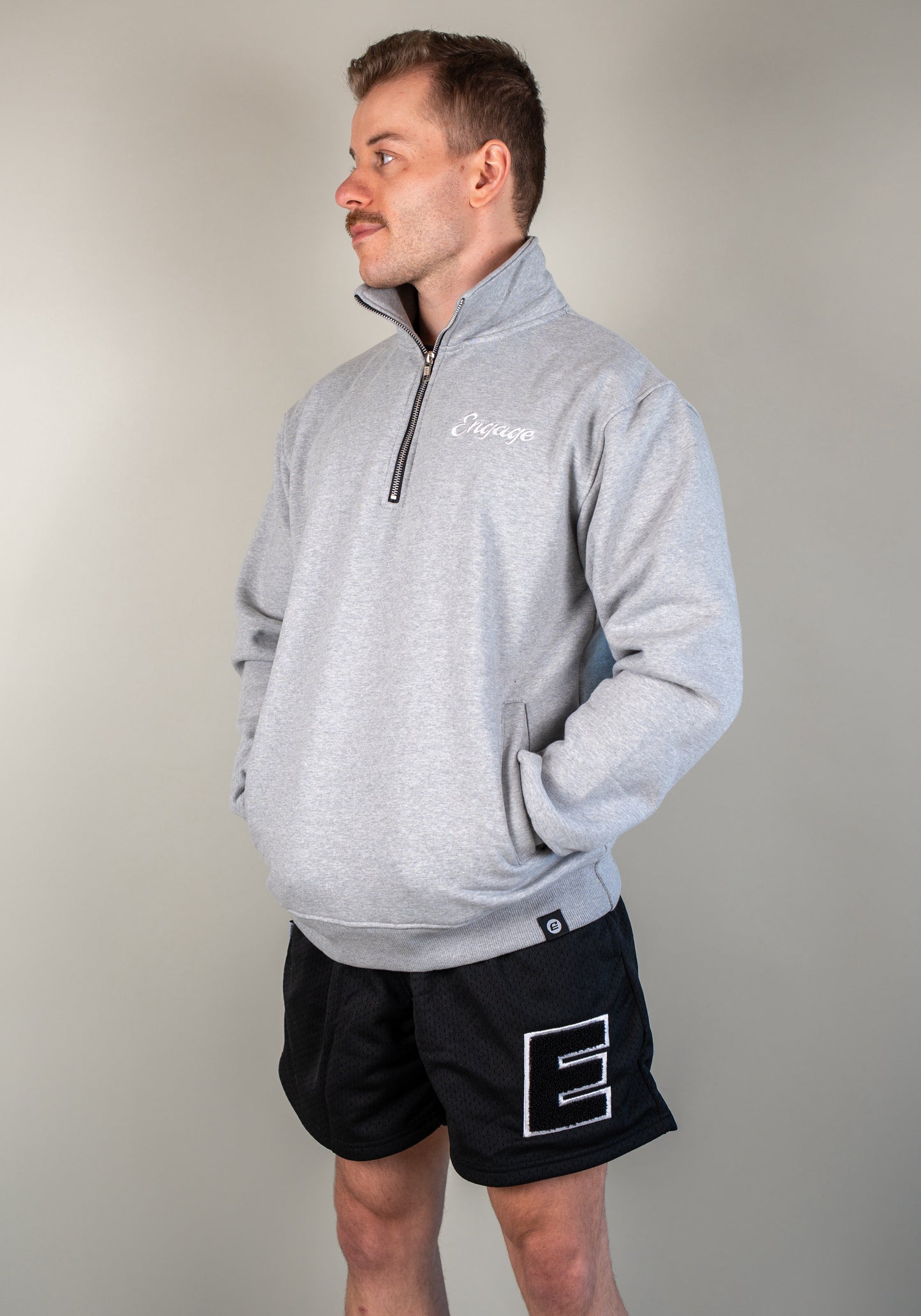 Legacy Quarter Zip Sweater Stone Grey