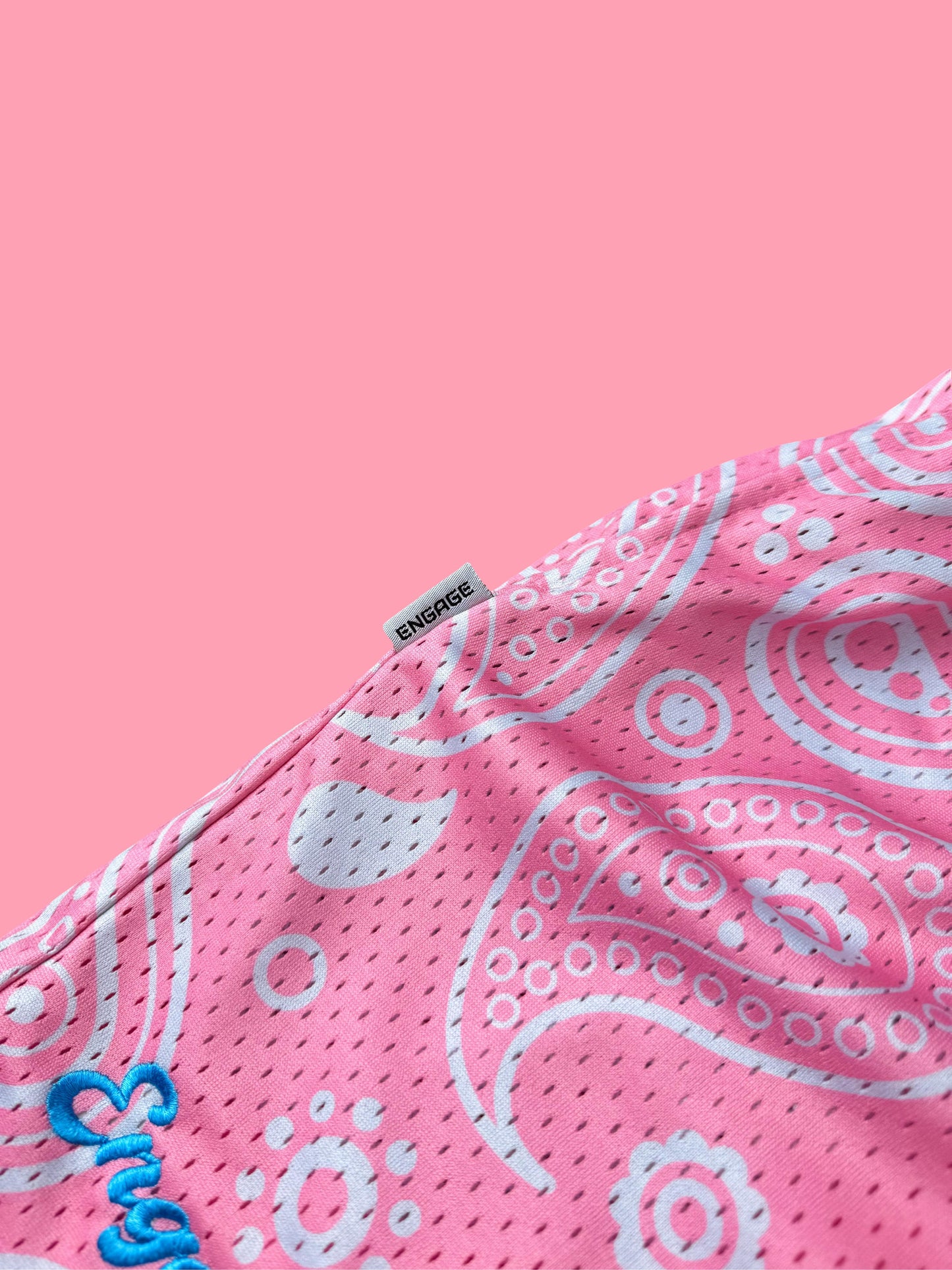 5” Paisley Print Mesh Shorts Cotton Candy Pink