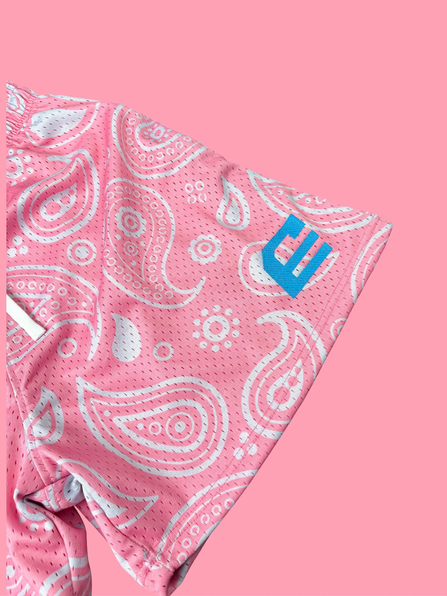 5” Paisley Print Mesh Shorts Cotton Candy Pink