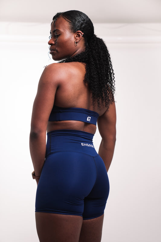 Innerwin Look Print Jeggings High Waist Ladies Bermuda Short Leggings  Sports Tummy Control Breathable Printed Denim Shorts Navy Blue XL 